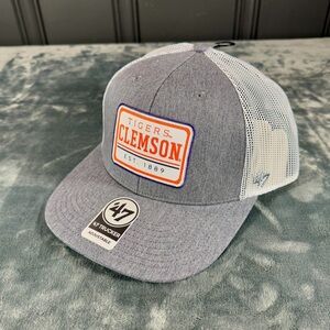 '47 Brand Clemson University Tigers Patch Trucker SnapBack Hat Gray, White NWT